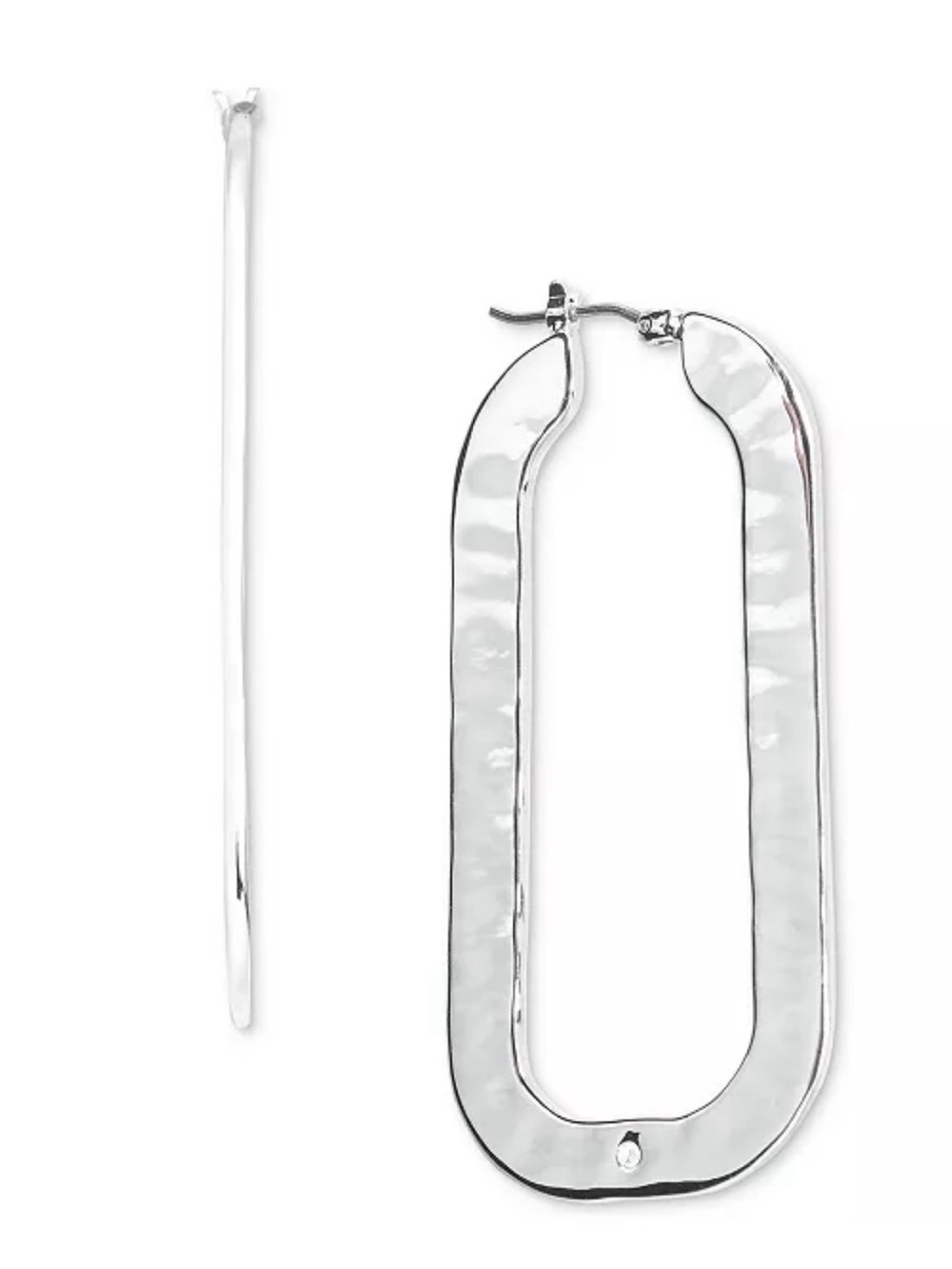 Style & Co Silver-Tone Rounded Rectangle Hoop Earrings - Picture 6 of 7